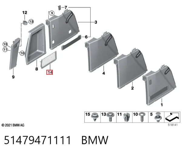 Red del maletero 51479471111 BMW