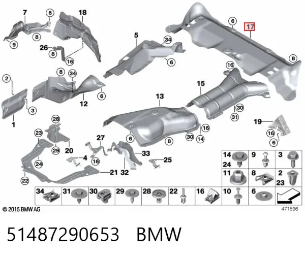 Escudo térmico del sistema de escape 51487290653 BMW