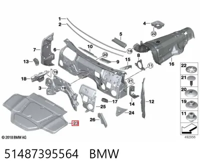 Aislamiento acústico del capó BMW 51487395564