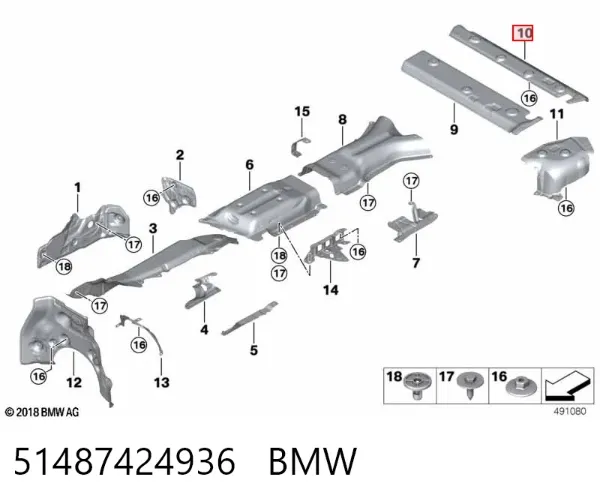 Escudo térmico del sistema de escape 51487424936 BMW
