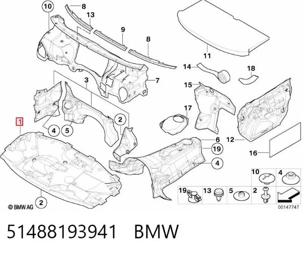 Aislamiento del Capó 51488193941 BMW
