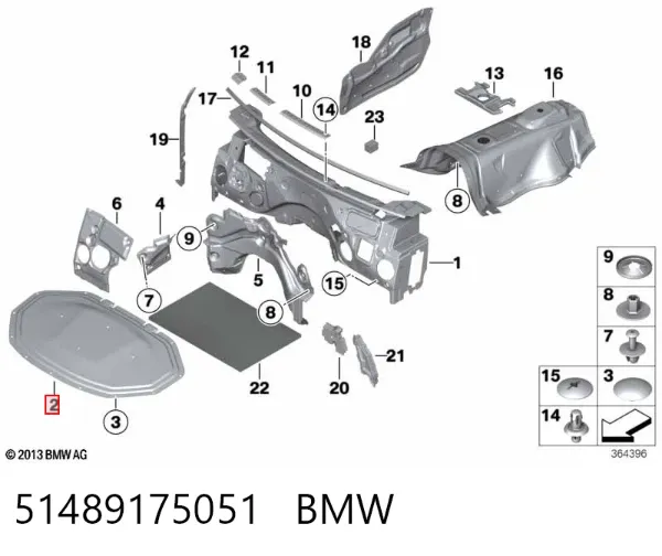 Aislamiento del Capó 51489175051 BMW