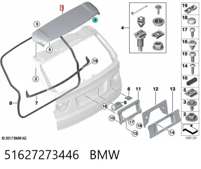 Alerón de puerta trasera BMW 51627273446