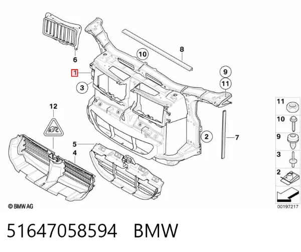 Soporte de radiador 51647058594 BMW
