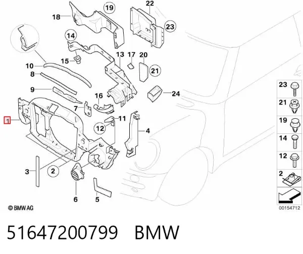 Soporte de radiador 51647200799 BMW