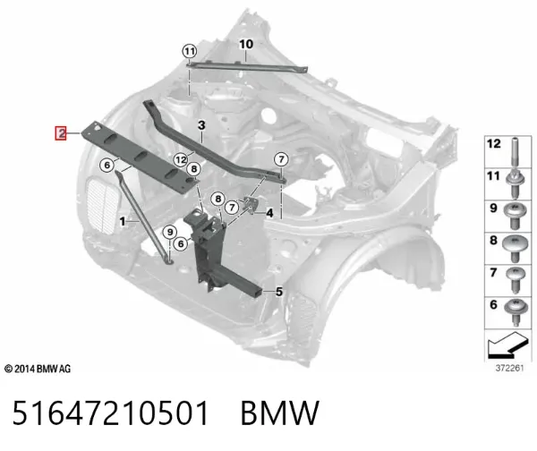Soporte de radiador superior 51647210501 BMW