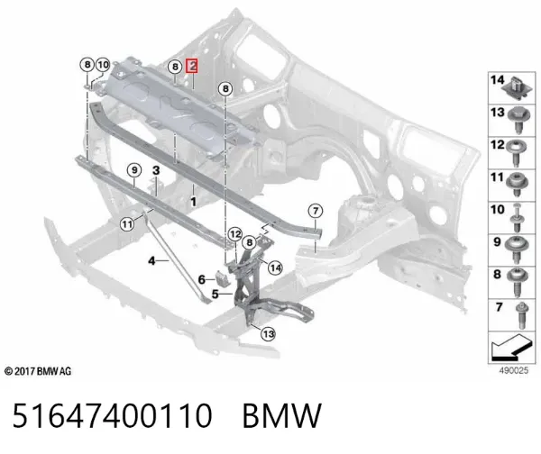 Travesaño trasero del bastidor 51647400110 BMW