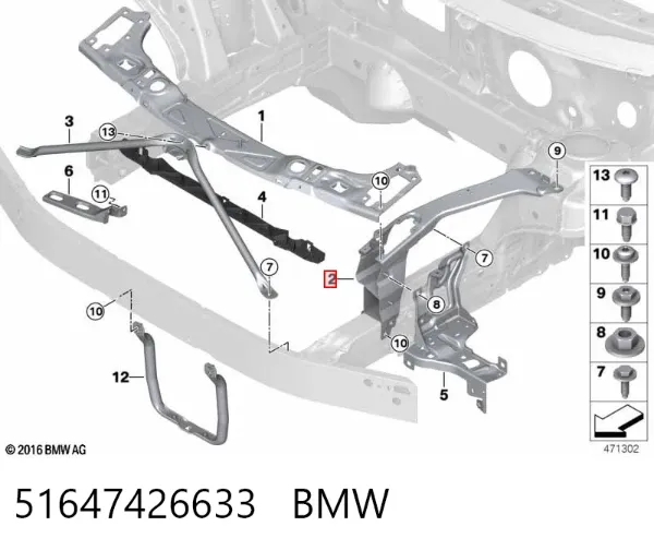 Soporte de fijación del faro delantero izquierdo 51647426633 BMW