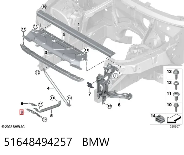 Soporte central del parachoques delantero 51648494257 BMW