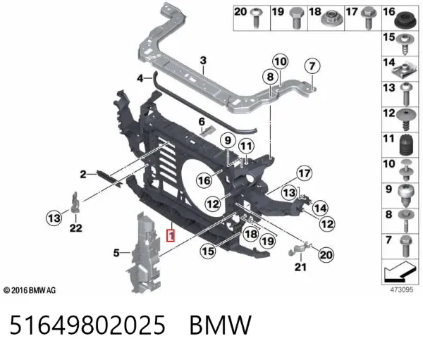 Soporte de radiador 51649802025 BMW