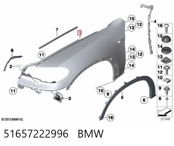 Aleta 51657222996 BMW