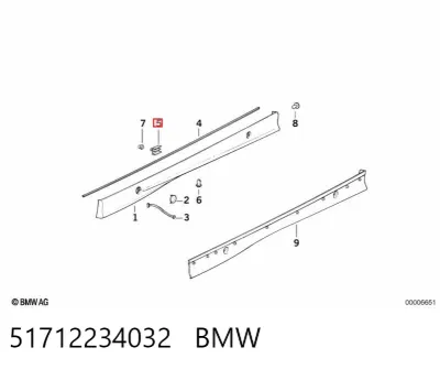 Clip de fijación de moldura de parabrisas BMW 51712234032