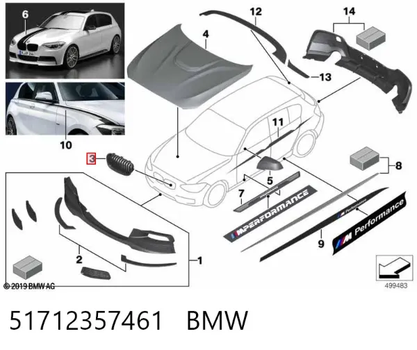 Rejilla izquierda 51712357461 BMW