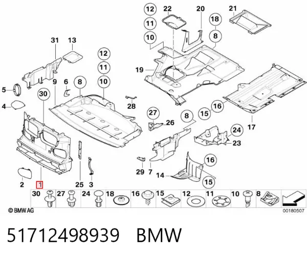 Deflector de aire del radiador 51712498939 BMW