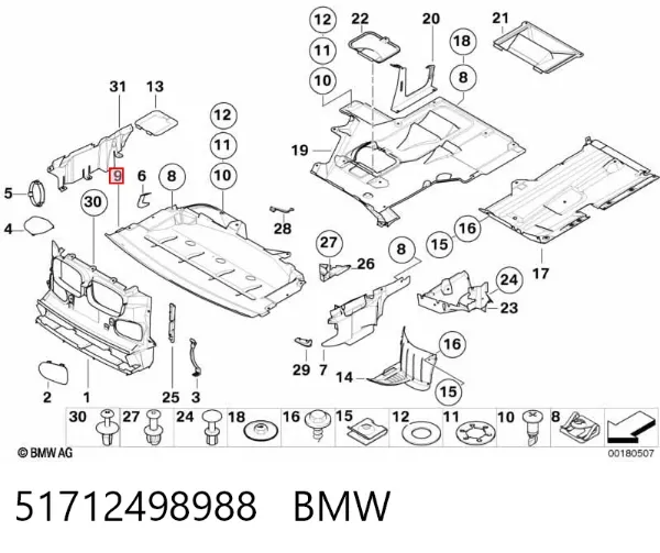 Protección motor / empotramiento 51712498988 BMW
