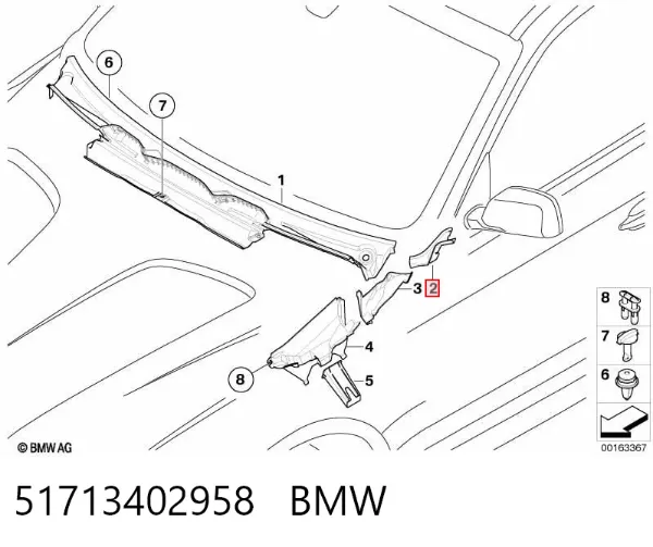 Tapa de rejilla de faro antiniebla delantero derecho 51713402958 BMW