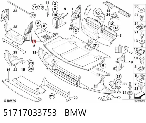 Protección izquierda del motor 51717033753 BMW