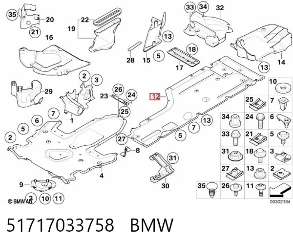 Protección inferior derecha 51717033758 BMW