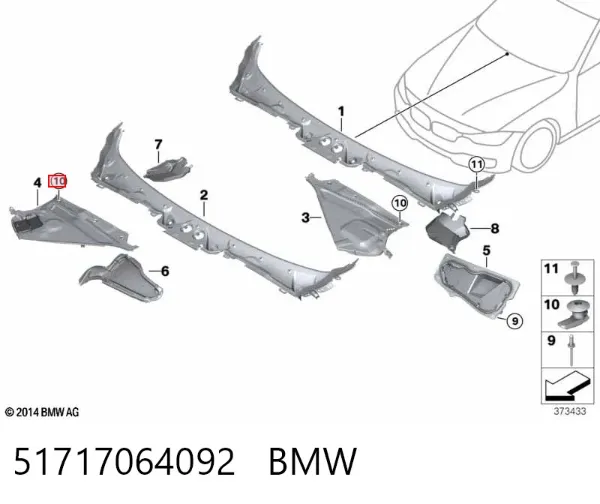 Clip de fijación del guardabarros delantero 51717064092 BMW
