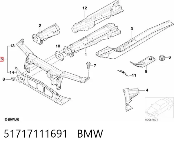 Soporte de radiador 51717111691 BMW