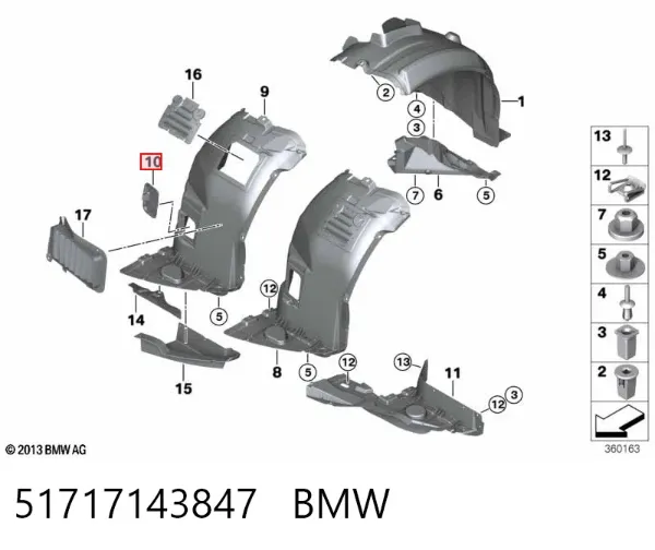 Tapón del suelo de la carrocería 51717143847 BMW