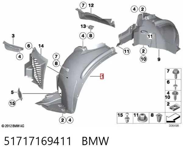Guardalodos delantero izquierdo 51717169411 BMW