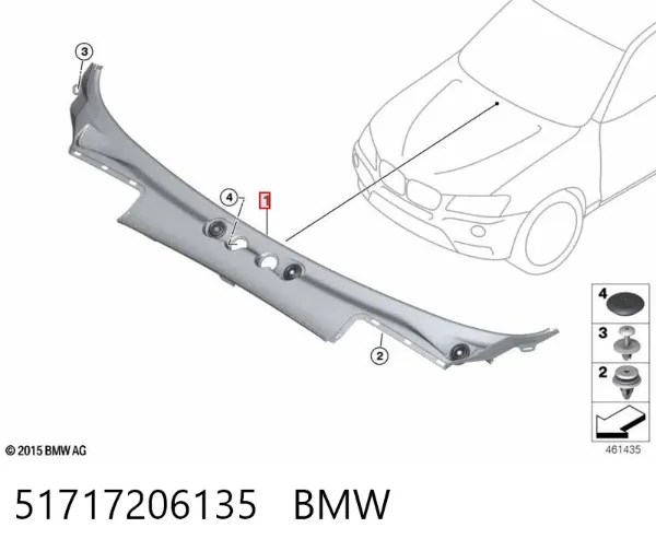 Rejilla de limpiaparabrisas 51717206135 BMW