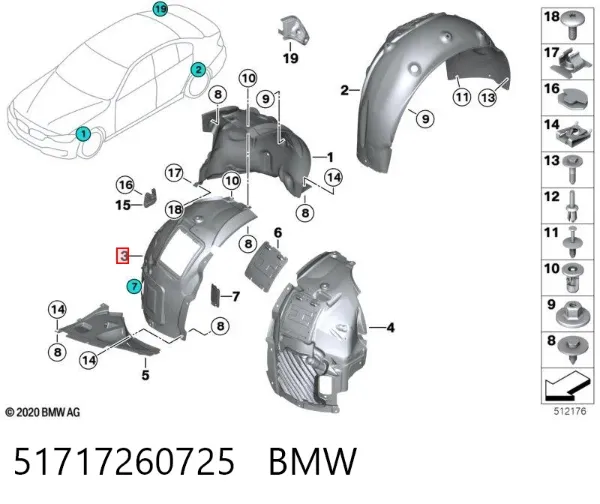 Guardalodos delantero izquierdo 51717260725 BMW