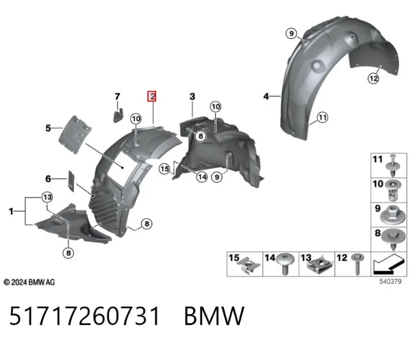Guardalodos delantero izquierdo 51717260731 BMW