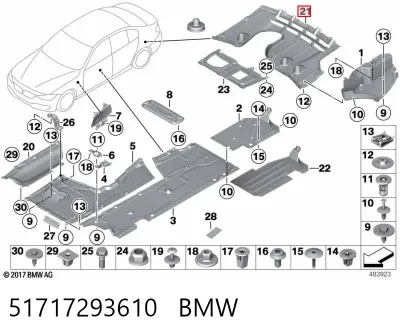 Moldura de cristal trasero BMW 51717293610