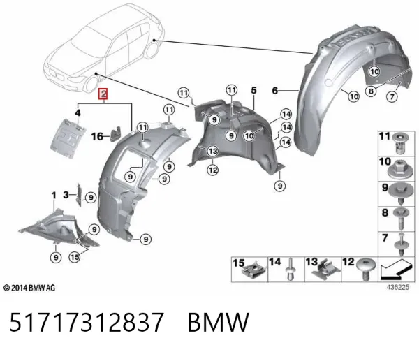 Guardalodos delantero izquierdo 51717312837 BMW