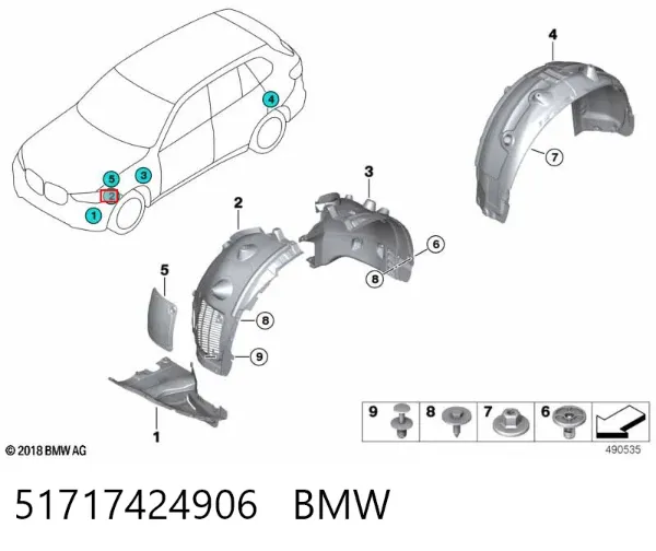 Guardalodos interior delantero derecho 51717424906 BMW