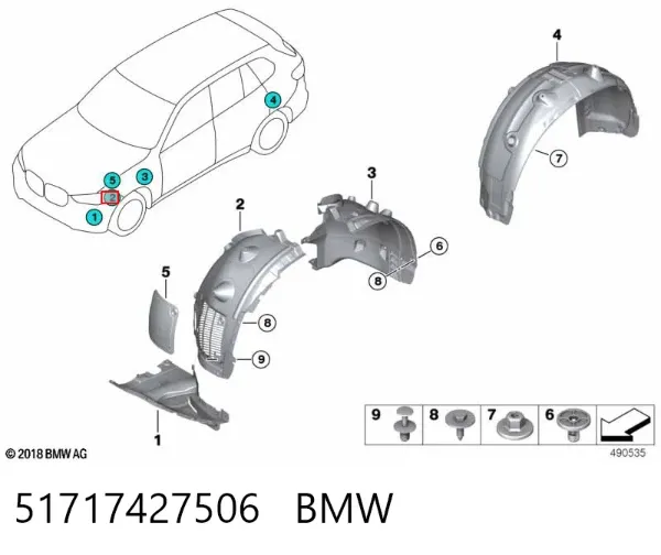 Guardalodos interior delantero derecho 51717427506 BMW