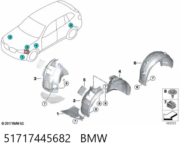 Guardalodos interior delantero derecho 51717445682 BMW