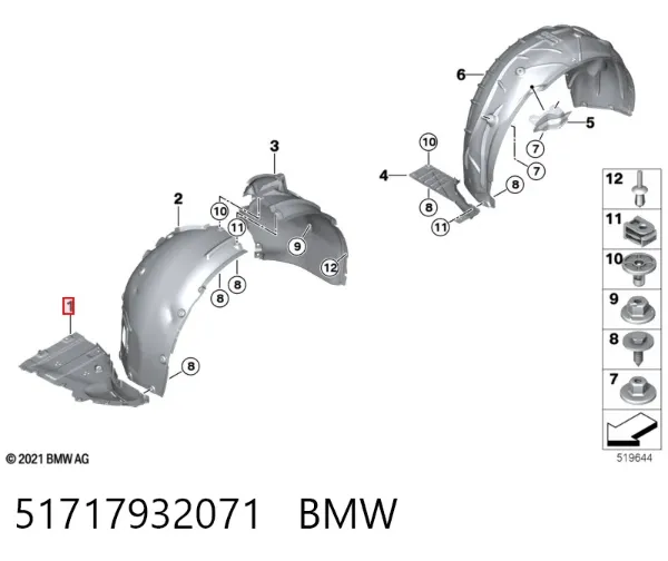 Protector izquierdo del parachoques delantero 51717932071 BMW