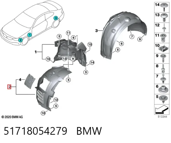 Guardalodos delantero izquierdo 51718054279 BMW