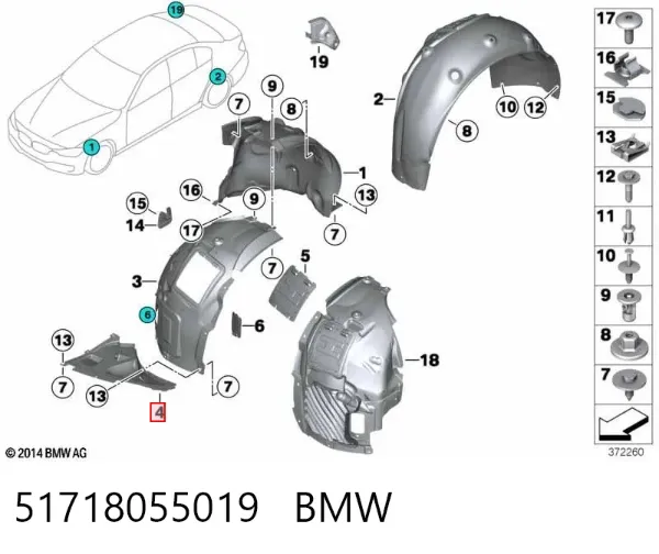 Protector izquierdo del parachoques delantero 51718055019 BMW