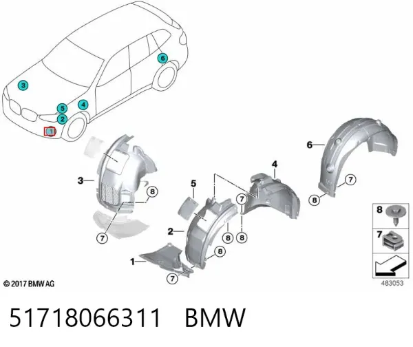 Protección izquierda del motor 51718066311 BMW