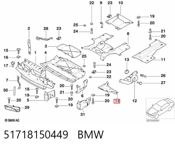 Protección izquierda del motor 51718150449 BMW