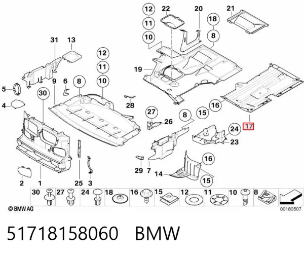 Protección inferior derecha 51718158060 BMW