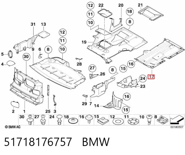 Protección inferior izquierda 51718176757 BMW