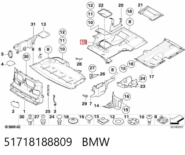Protección de bajos, parte central 51718188809 BMW