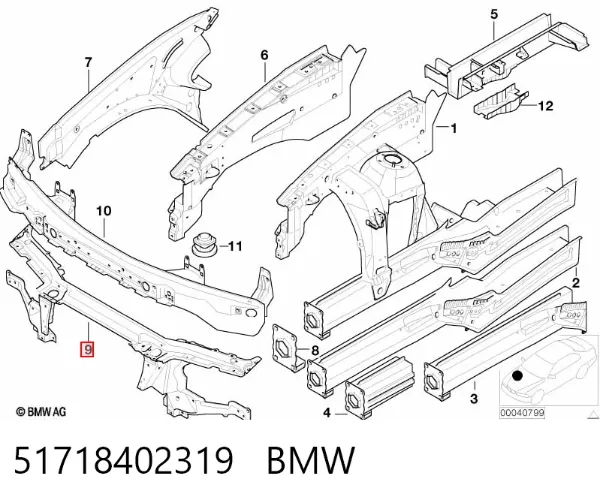 Soporte de radiador 51718402319 BMW