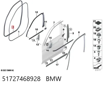Junta de puerta delantera (en la carrocería) BMW 51727468928