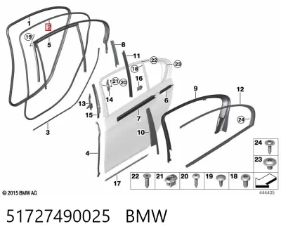 Sellador de puerta delantera BMW 51727490025