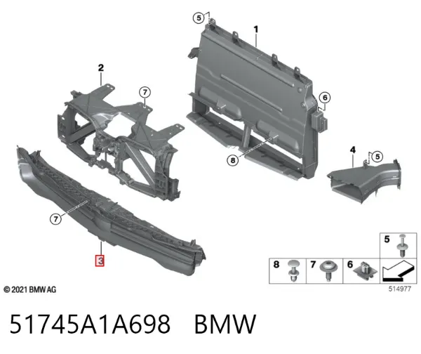 Persiana del radiador 51745A1A698 BMW