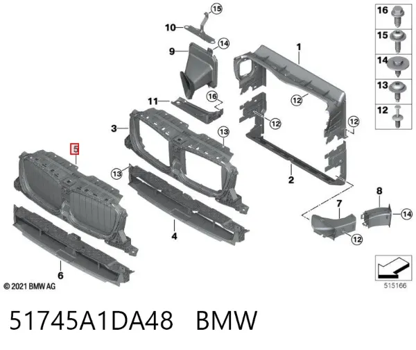 Persiana del radiador 51745A1DA48 BMW
