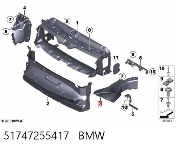 Conducto de aire del disco de freno izquierdo 51747255417 BMW