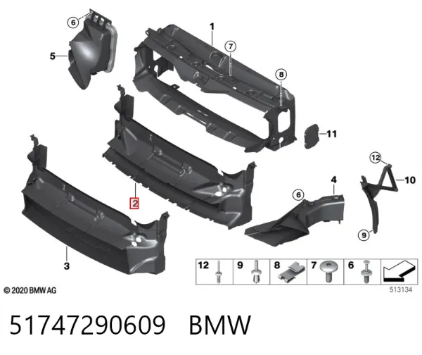 Deflector de aire inferior del radiador 51747290609 BMW