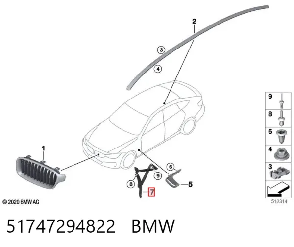 Deflector de aire del radiador derecho 51747294822 BMW